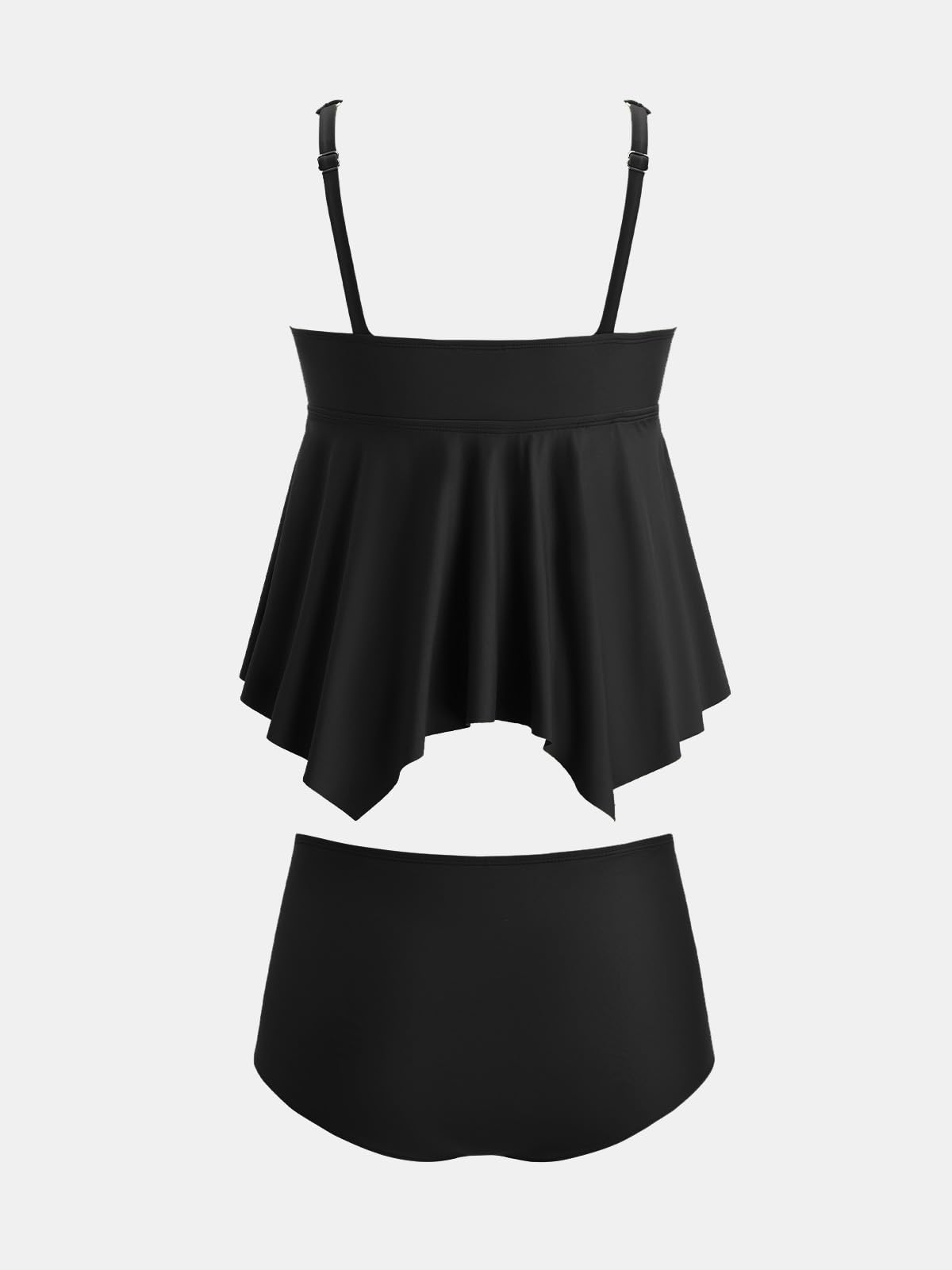 CUPSHE Tankini grande taille pour femme, col en V, taille haute, bretelles réglables, ourlet fluide asymétrique