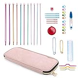 YARWO Tunisian Crochet Hook Set with Case, 11 pcs Aluminum Afghan Crochet Hooks (2mm to 8mm) and...
