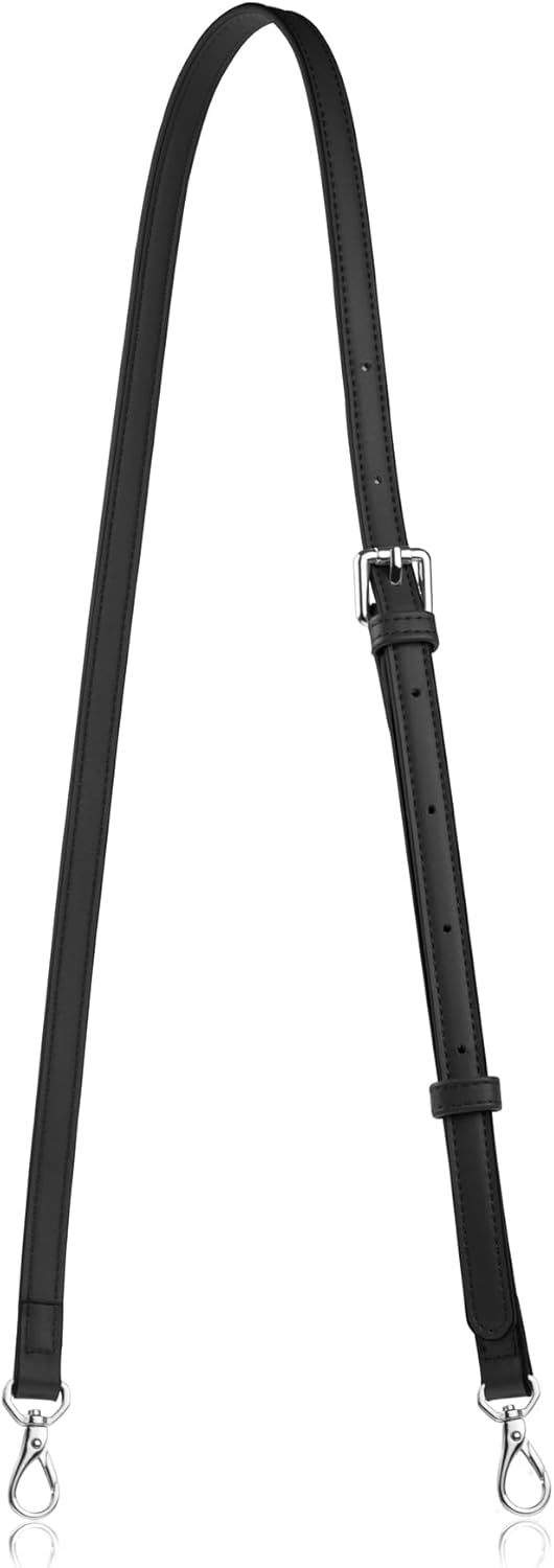 Allzedream Leather Purse Strap Replacement Crossbody Handbag Long Adjustable (Black, Silver Hardware)