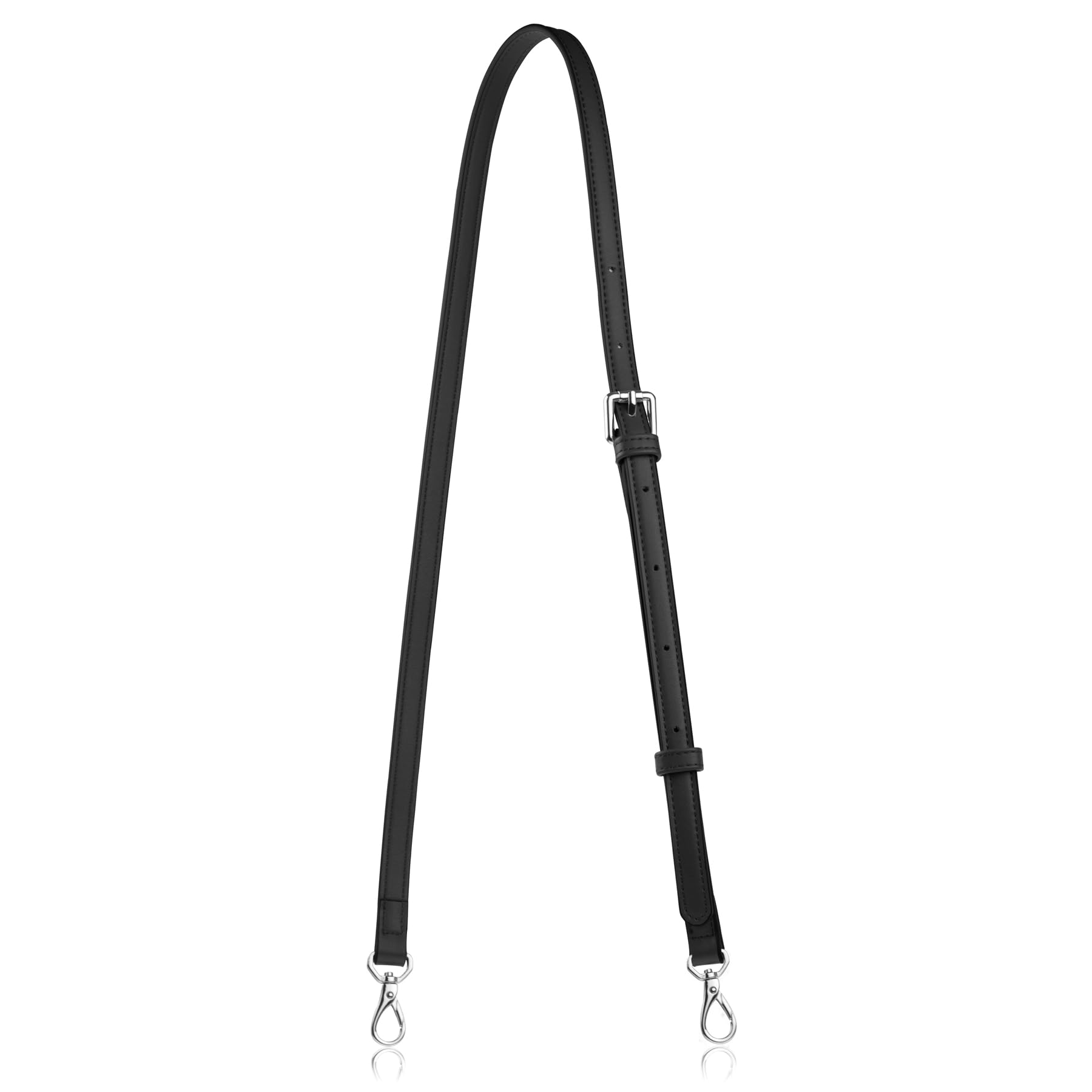 Allzedream Leather Purse Strap Replacement Crossbody Handbag Long Adjustable (Black, Silver Hardware)