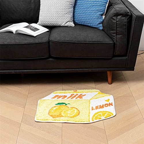 Lemon Fruit Bath Mat For Bathroom Rugs Cute Yellow Absorbent Non Slip Fruit Lemon Bath Rug Milk Cartoon Shaped Fun Plush Microfiber Shower Rug Washable Carpet Fluffy Bathtub Mat Decorative #TOP6