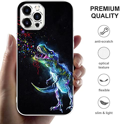 Compatible With Iphone 14 Pro Max Case Galaxy Dinosaur Animals Tyrannosaurus Rex Clear Case Soft Tpu Shockproof Slim Case For Women Men #TOP1