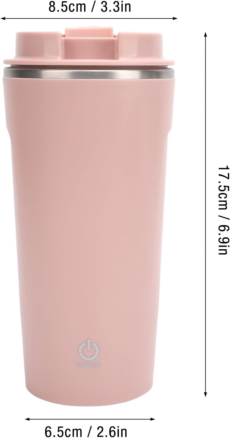 Generic Self Stirring Coffee Mug, Rechargeable Stainless Steel Auto Mixing Cup with Lid, 400ml IP6 Coffee Stirring Cup, Rechargeable Self Mixing Cup for Office Car Home Use, Pink