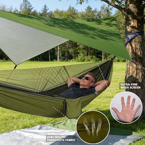 Hamac de camping avec moustiquaire de parachute ultra léger