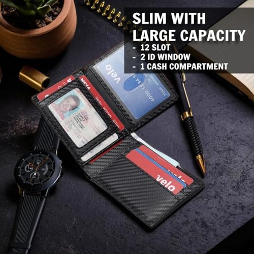 BOORUN Bifold Wallet for Men Slim Compact Wallet with RFID Blocking Leather 14 Credit Card Holder For Men With Gift Box2