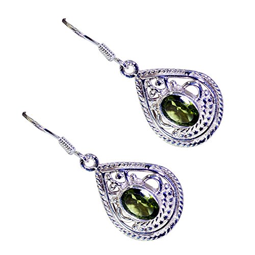 Boucles d'oreilles péridot anallergiques en argent contre irritations - 4