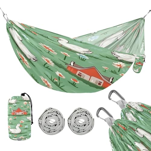 ATTX Cartoon Ducks Camping Hammock - Lightweight & Portable Hammocks, Heavy Duty 330lbs Capacity for Indoor, Hiking, Backpacking, Travel, Backyard, Beach#265