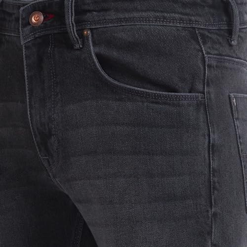 Image of Raymond Men's Cotton Blend Solid Pattern Slim Fit Flat Front Jeans