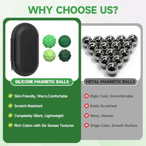 8PCS Magnetic Fidget Balls (8 Stück), Magnetkugeln Stressball Silikon Magnetische Sensorik Bälle Spielzeug, Sensorisches Spielzeug Anti Stress Stimming Sensory Fidget Toys für Erwachsene ADHS (Green)