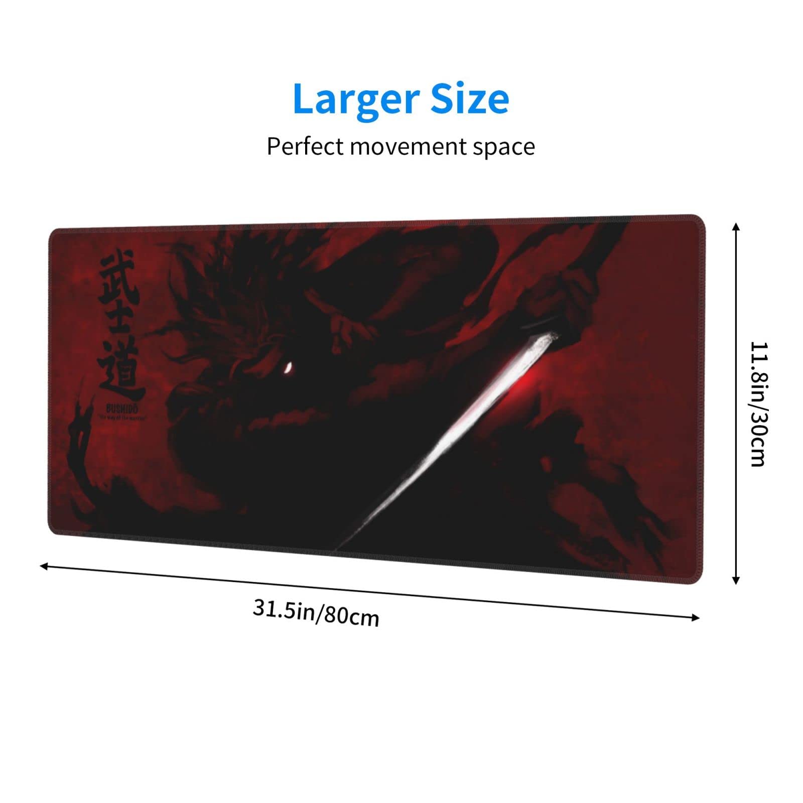 Gaming muismat XL 30 x 80 cm, 3 mm - 8K 300 dpi-druk - Japans Samurai