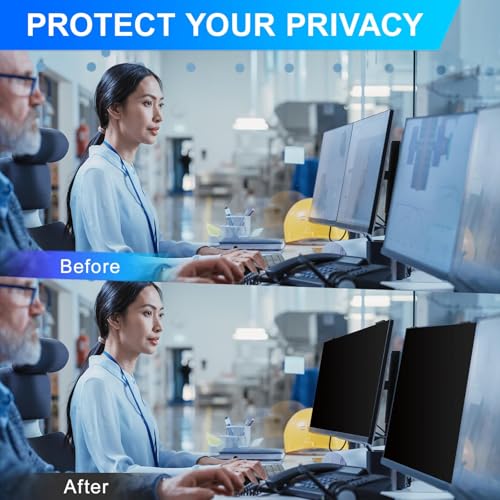 Image of Magnetic 24 Inch Privacy Screen for Computer Monitor 16:9 Aspect Ratio, Hanging Removable Anti-Blue /Glare Protector Film, Anti Spy Desktop Security Private Filter 24in