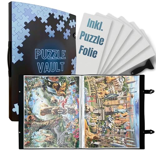 Puzzle Vault-Puzzle Mappe [INKL. Puzzlefolie] für Puzzles bis 1000 Teile - das perfekte Zubehör zur Puzzle Aufbewahrung - Organizer für bis zu 40 Puzzles - Puzzlemappe 1000 Teile
