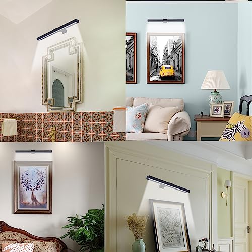 Image of Wireless LED Picture Light 16in with Remote,Dimmable and Timer Picture Lights for Paintings,Metal Rechargeable Art Light Display Lamp,3 Modes,Dartboard Light for Frame Picture Gallery Portrait