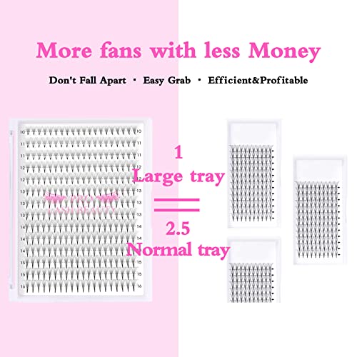 Premade Fans Eyelash Extensions Large Tray 320 Fans 10D Premade Volume Lash Extensions Pointed Base Premade Lash Extensions Fans (10D-D-0.07,9-16 mix) - Image 3