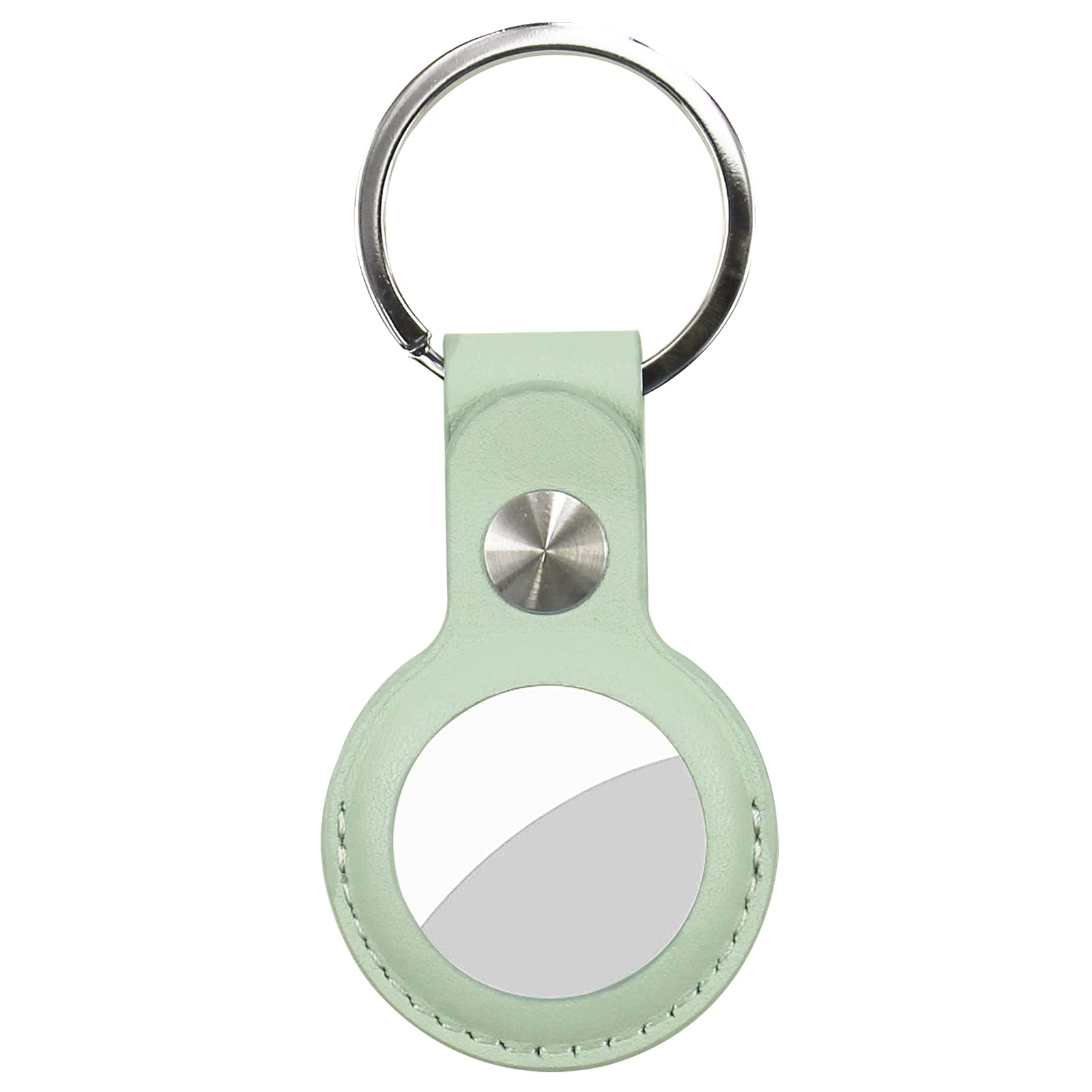 Case for AirTag Genuine Leather Protective Cover with Keychain Ring, Anti-Scratch - Green2, Small