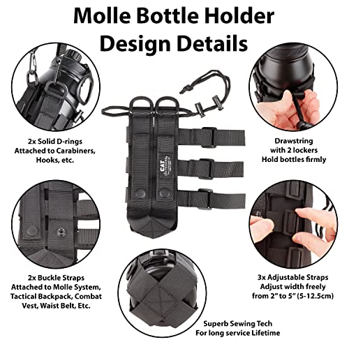 Cat Outdoors Molle Water Bottle Holder 40 Oz - Tactical Molle Water Bottle Pouch For Backpack Strap, Bag, Belt Clip/Loop - Molle Holster/Carrier Attachment For Nalgene Waterbottles (Coyote Brown) #TOP2
