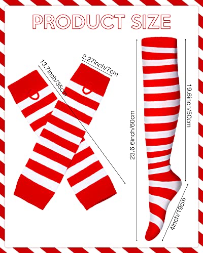 12 Pairs Women Long Striped Socks over Knee Tights Striped High Socks Arm Warmer Gloves Set for Christmas Halloween Cosplay2