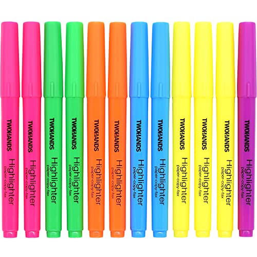 TWOHANDS Highlighters Assorted Colors,Chisel Tip Marker Pens,12-Count,21304