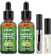 Castor Oil,2 Packs w/Free Lash&Brow Brushes&E-Book,100% Pure Hair Oil for Eyebrow Lash Eyelash Be...