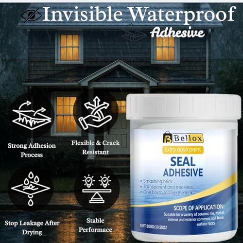 Image of Crack seal Glue 300g with Brush, Waterproof Glue for Roof Leakage Crack Seal Water Leakage Agent, Epoxy Roof leakage Waterproofing Coating Sealant Protection Outdoor Bathroom Wall Tile Window(1 PACK)