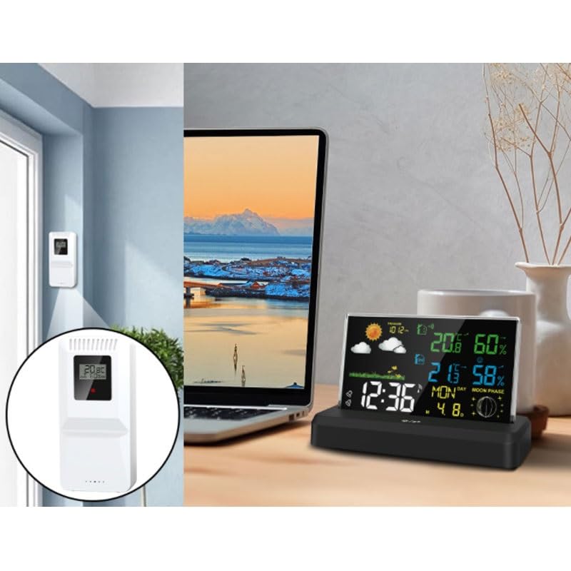 ABS Multi-Functional Color Screen Indoor Outdoor Temperature Humidity Mete