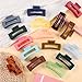 Tigeen 24 Pcs 4.1 Large Hair Claw Clips Bulk Square Strong Hold Claw Clips Nonslip Acrylic Banana Jaw Hairclips for Women Girls Thick Thin Curly Straight Hair, 24 Colors