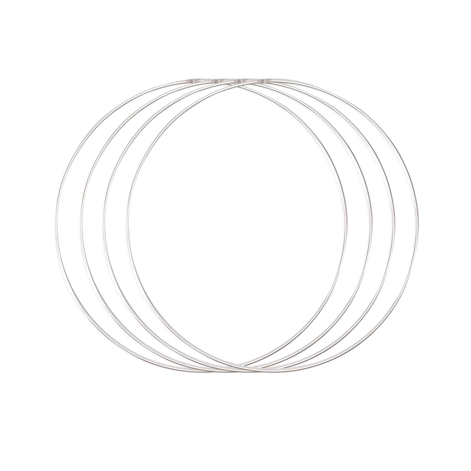 Vaessen Creative Anello in Metallo Ø 30 cm x 3 mm 4 Cerchio Decorativo Argento-Filo Metallico, Fiori Secchi, Macramè, Acchiappasogni, Mobile Fai da Te e Decorazioni da Parete, 30 x 30 x 0.03 cm