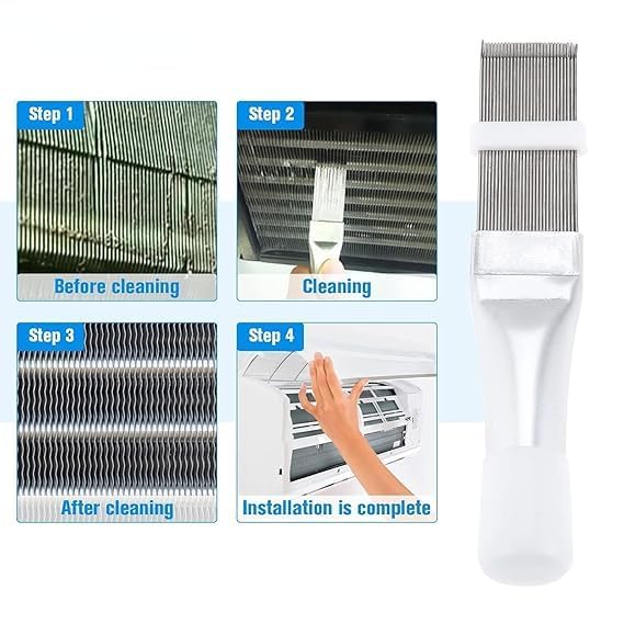 Image of Stainless Steel Fin Comb Brush for Air Conditioner - Professional Grade HVAC Tool for Straightening and Cleaning Fins - Durable Construction, Easy to Use - Promotes Maximum Cooling Efficiency
