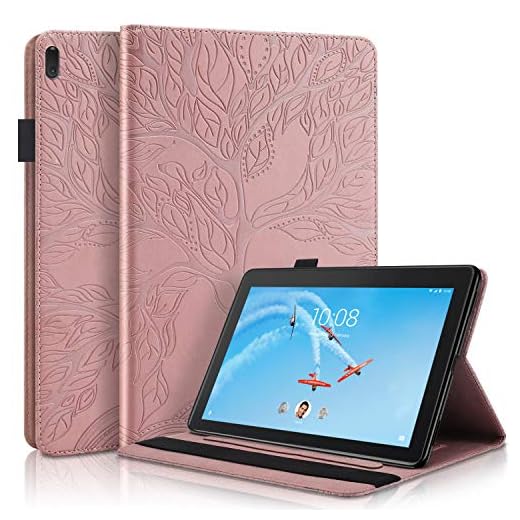 Tedtik Fodral Lenovo Tab E10 TB-X104F / Tab4 10/Tab4 10 Plus surfplatta, stöd med flera vinklar – Rosegold