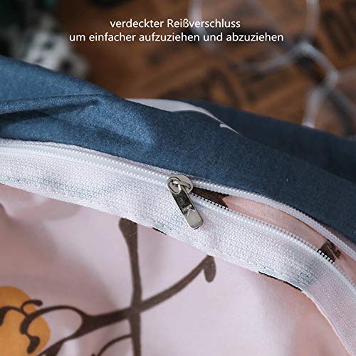 Boqingzhu Bettwäsche 135x200cm Blumen Blümchen Romantisch Blau Rosa Bettbezug Set 2 Teilig Microfaser Wende Bettwäsche Bettdeckenbezug mit… – Ansicht 5