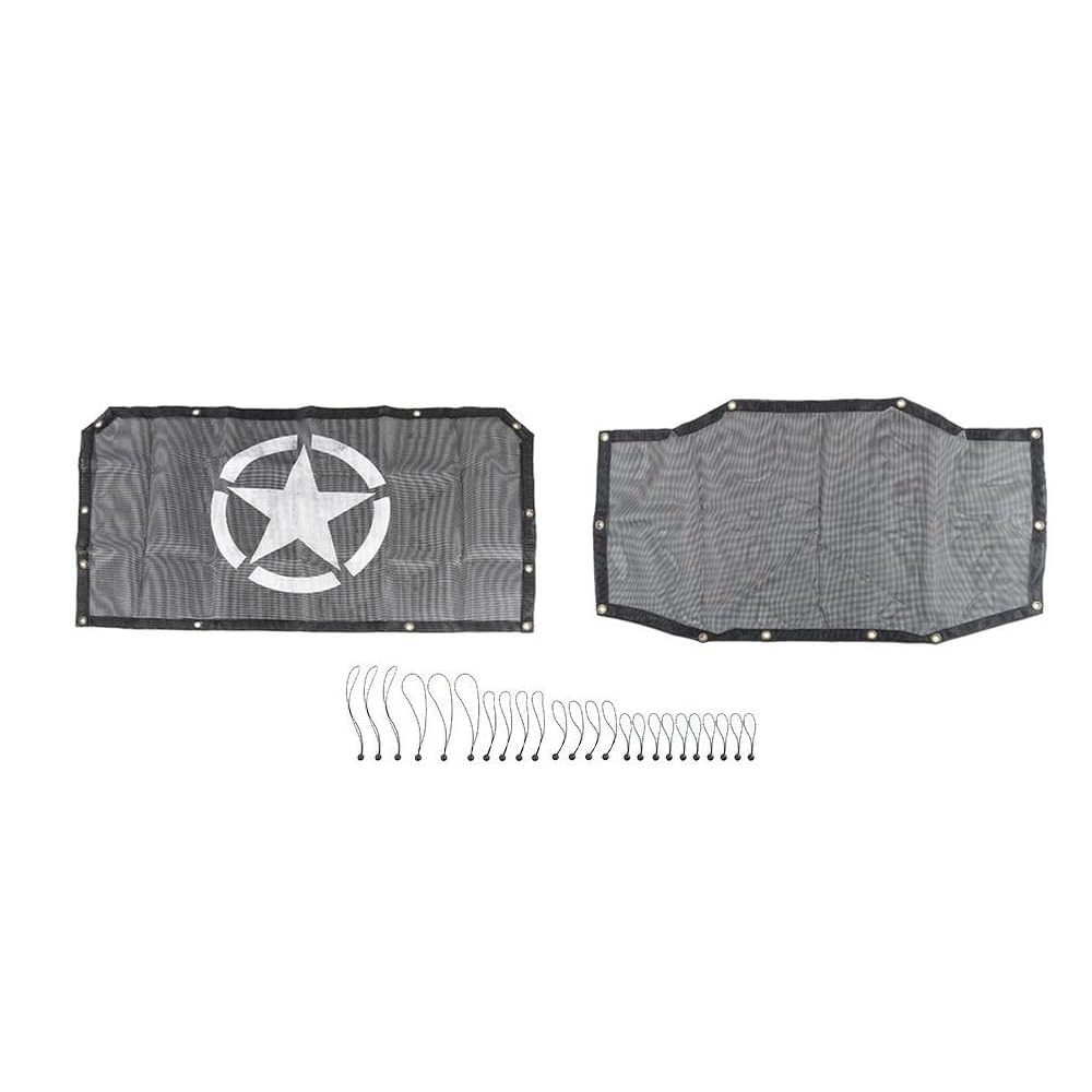 Copertura superiore del parasole del tetto in rete compatibile con Jeep Wrangler JL JLU 2018-2023 a 4 porte, protezione UV e riduzione del calore,Five pointed star