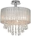 Possini Euro Design Jolie Luxury Ceiling Light Semi-Flush Mount Fixture Chrome Sheer Silver Fabric Drum 15