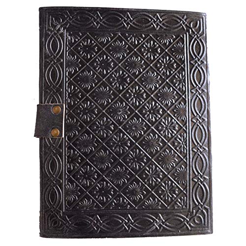 Parmatma Handicrafts DLG-34.1 Handmade Paper Leather Cover Designer Diagonal Rebit Strip Dairy Size (20 * 15 * 2.5) cm with 200 Pages