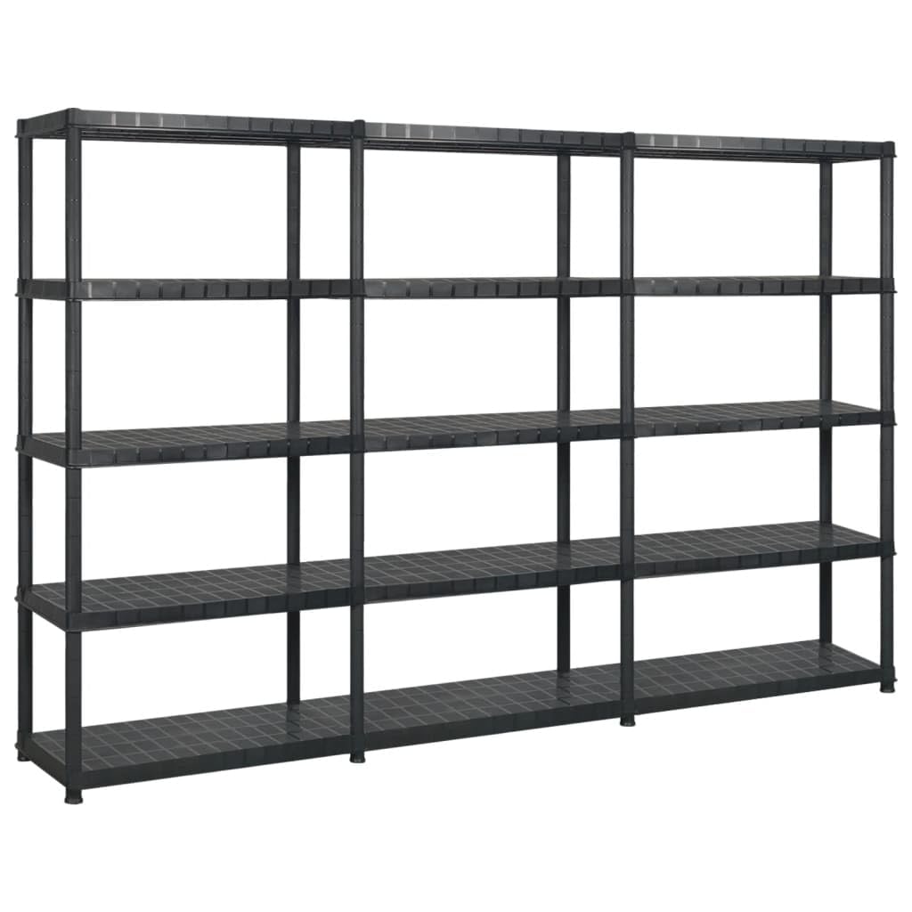 Générique Étagère de Rangement à 5 Niveaux Noir 255x40x185 cm Plastique,Entreprise & Industrie,Stockage Industriel,Étagères industrielles,Noir,24.3 KG,3059857