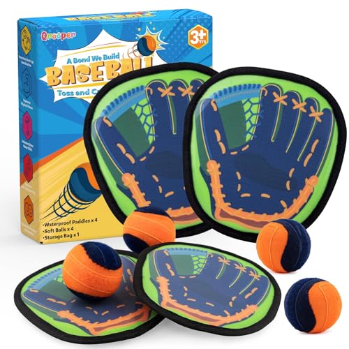 Qrooper Toss and Catch Ball Game Beach Pool Toys for Kids Ages 4-8 8-12, Outdoor Games Camping Yard Sports Play Outside Toys for 3 4 5 6 7 8 Year Old Boys Girls Birthday Gift Toddler Baseball Glove