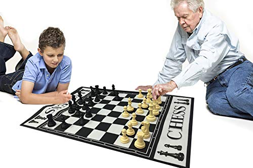 EasyGo Giant 3\' X 4\' Mat Chess Game – Indoor Outdoor Family Game – Lawn Game –Piece Range from 3-6\" Tall - Thumbnail 2