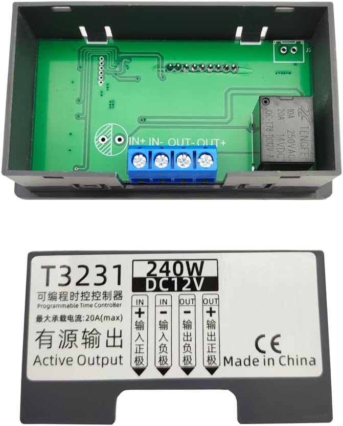Timer Delay Relay DC12V 20A 240W Programmable Cycle Time Switch LED Digital Display Time Relay Module (Active Output DC12V)