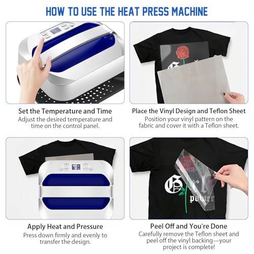 Heizpresse, 2 in 1 Transfer & Heizpresse, 30×25cm/12\x10\ Hitzepresse mit Zeitmesser & Schnellem Aufheizen für T-Shirts, Hosen, Hüte, Taschen – Ideal für Baumwolle & Polyester