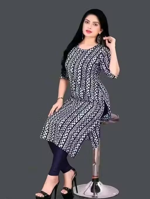 Image of RONIKA Embroidery Everyday Printed Cotton Kurti for Women Indian Ethnic Comfort Outfit