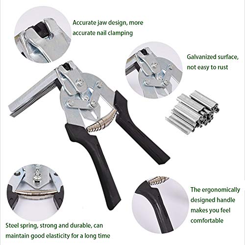 Image of Hog Ring Pliers Kit with 600 Pcs of Galvanized Steel Hog Rings, Hog Ring Chicken Duck Goose Dog Cat Rabbit Kit Clamp with Nail Groove, Repair Hand Tools for Animal Cages, Wire Fencing, Railing-Red
