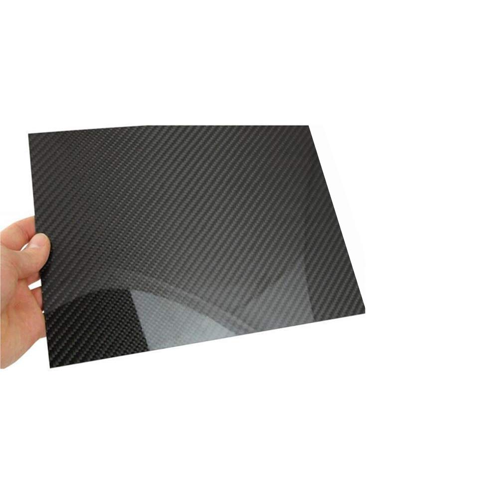 Scheda in Fibra di Carbonio 100% Pannello a Forma di Piastra 3K Pannello Rigido Twill Twill Twill Superficie Lucida per RC Drone Quadcopter,250mm x 350mm x 1mm