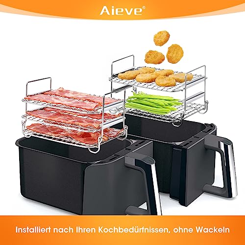 Aieve Heißluftfritteuse Grillrost Airfryer Zubehör Double Stack XL kompatibel mit Ninja AF400EU 9,5L / Ninja foodi max dual zone / SL400EUCP/ AF500EU / AF500EUCP – Bild 7