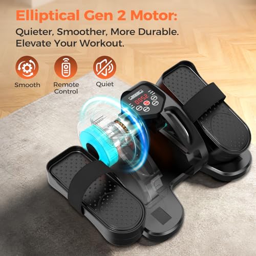 Image of ESL Under Desk Elliptical, Electric Elliptical Leg Exerciser for Seniors | 12 Speed Adjustable, Quiet Elliptical Exercise Machine with Remote, Seated Pedal Exerciser with Strap, Portable