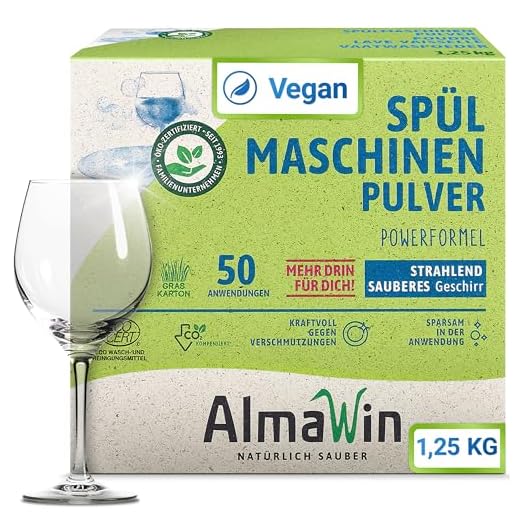 AlmaWin - Detergente concentrado para 50 ciclos de lavado 1250 g vegano, Ecocert, 1 unidad (1 x 1,25 l)