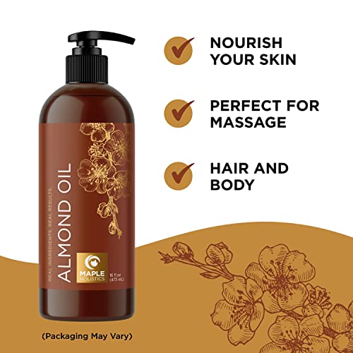 Cold Pressed Sweet Almond Oil - Pure Sweet Almond Oil For Skin Care And Moisturizing Body Oil For Men And Women - Carrier Oil For Essential Oils Mixing For Hair Skin And Nails Diy Beauty Products 16Oz #TOP2