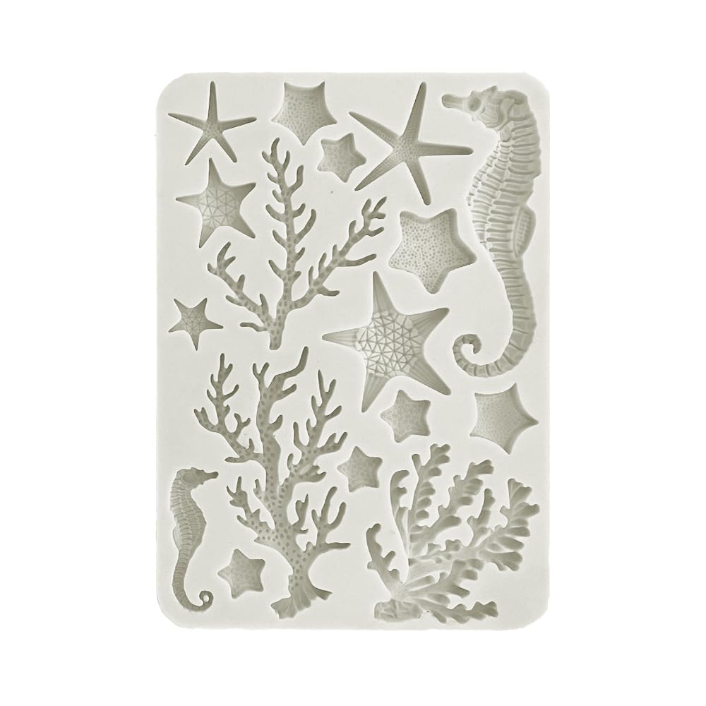 Stamperia - Silicone Mould A5 for Scrapbooking, Bullet Journalling and More, Corals, Non-Stick Surface, Suitable for Air-Dry Clay, Resin, and More, Perfect for Hobbies, Crafts, and Gifting (Sea Land)