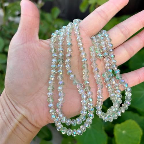 Image of 500pcs Czech Faceted Rondelle Crystal Glass Beads 6mm Bulk Light Green Shimmer