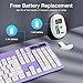 Wireless Keyboard and Mouse Combo, Soueto 2.4G Full-Sized Computer Keyboard with Phone Tablet Holder, 22 Multimedia Shortcuts, Numeric Keypad, 6 Button Silent Mouse for Windows, Mac (Purple-White)