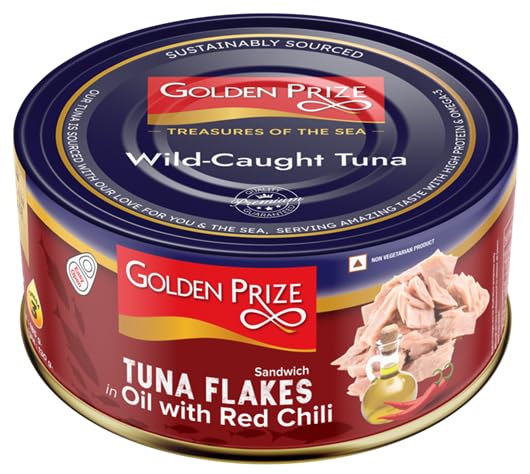 Image of Golden Prize Tuna Sandwich Flakes in Oil with Red Chili 185Gms Each - Pack of 3 Units