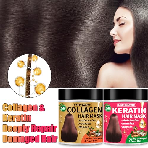 Cmwgkbc Collagen Hair Mask & Keratin Hair Mask For Damaged Hair,Keratin Hair Treatment,Repair Deep Conditioner For Dry Hair,Vitamin E Natural Hydrating Hair Mask With Argan Oil All Hair Type,Stocking Stuffers thumb #4